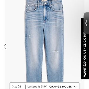 Curvy Perfect Vintage Ripped Straight Leg Jeans Size 26